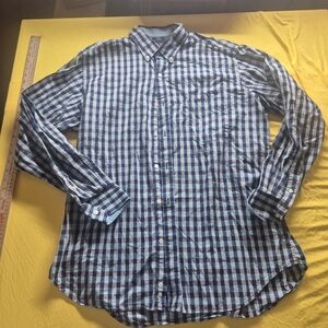 Men's Blue Plaid Button-Down Shirt